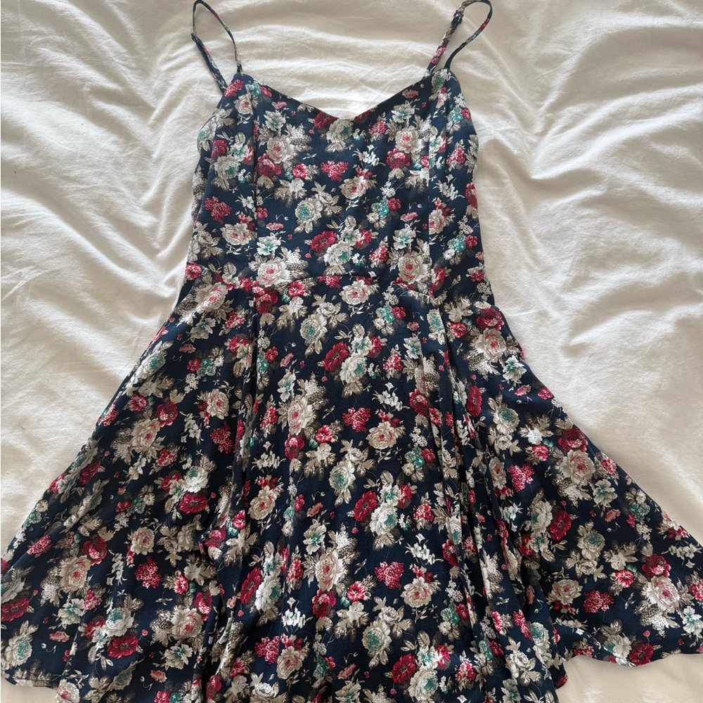 French Kyss Navy and Floral Patterned Dress